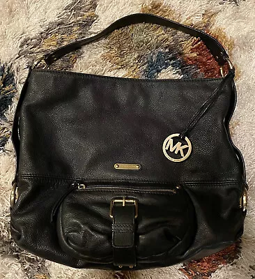 Michael Kors MK Austin Tote - Slouchy Hobo Handbag - Pebble Leather - Black • $74.99