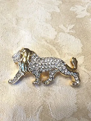 Vintage Mg Rhinestone Lion Brooch • $9.75