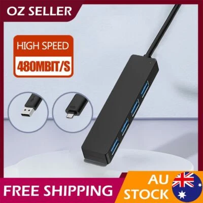 $7.59 • Buy Multi USB Hub 4 Port USB-A High Speed Slim Compact Expansion Smart Splitter AU