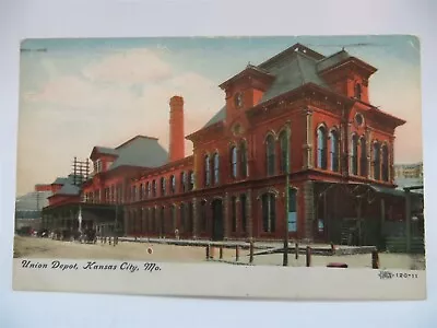 Vintage Postcard Union Train RR Depot Kansas City Missouri Postmarked 1907 • $8