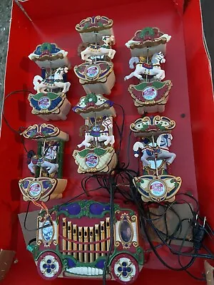 Vintage Mr Christmas Moving Holiday Carousel 1992 Music Lights 6 Horses 21 Songs • $54.95