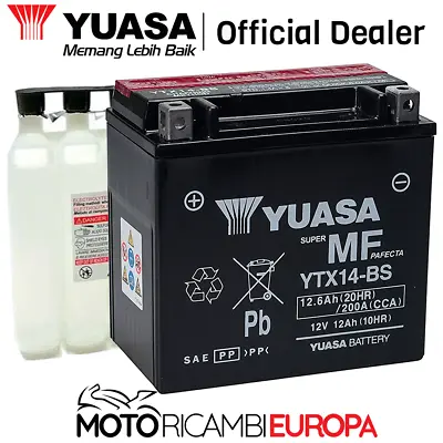 Batteria Yuasa Ytx14-bs Per Buell Xb12s Lightning 1200 2004-2010 Cod.ytx14-bs • £57.97