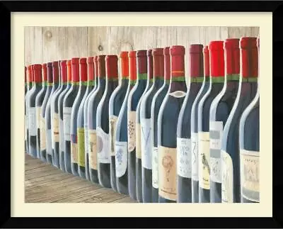 FRAMED Splendid Reds - Wine Bottles Lined Up By Marco Fabiano 40x30 Print Matted • $195