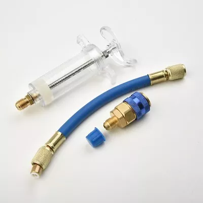 Oil & Dye Injector R134A 1 OZ Hand Turn Pump Oil Injection Vehicle A/C Adapter • $22.23