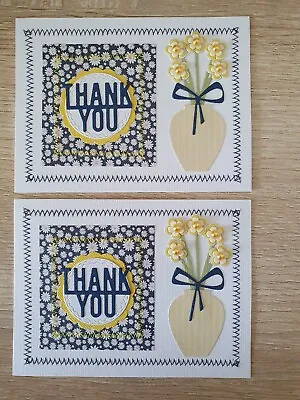 £2.50 • Buy 2 Handmade Stitched Thank You Flower Vase Card Toppers