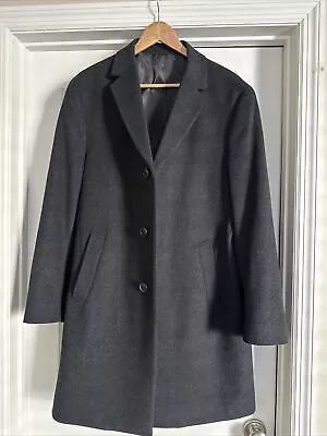 Kenneth Cole Men Slim Fit Gray Raburn Wool Overcoat Peacoat Coat Jacket 40R • $41.97