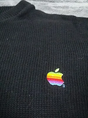 Vintage APPLE Employee Sweater Sz L 80s Embroidered Logo Macintosh Computer USA • $475