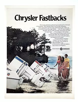 Chrysler Fastbacks Boat Motor Ad Vintage 1970 Original  Advertisement • $13.44