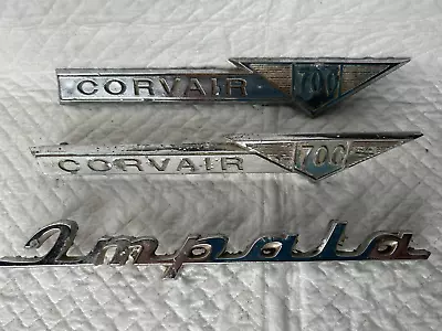 Lot Of Vintage Chevrolet Fender Emblems Script Nameplates CORVAIR 700 And IMPALA • $12