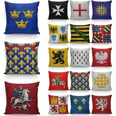 Medieval Coat Of Arms Pillow Cover - Sofa Cushion Case - Heraldic Symbols Decor • £5.99