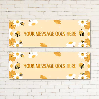 2 Personalised Sweet Bees & Daisies Kids Adult Party Banner Event Decor Occasion • £3.69