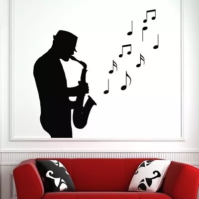 Jazz Saxophone Musician Sax Man Musical Notes Wall Art Sticker (AS10147) • £28.99