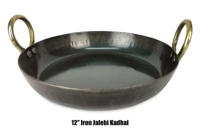 New Heavy Duty Flat Iron Jalebi Kadai Kadhai Iron Wok Indian Food With Handles • £16.99