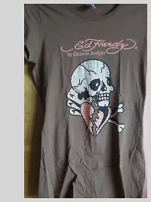 NWOT Ed Hardy By Christian Audigier Glitzed Skull Tee Size M • $30