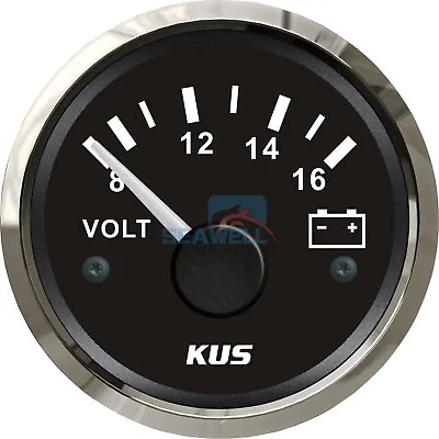 KUS Marine Voltmeter Gauge Boat Battery Voltage Meter Steel Bezel 8-16V • $24.99