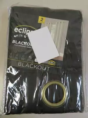 Eclipse Blackout Two Grommet Panels Insulating Curtains Darrell Black 37  X 63  • $19.99