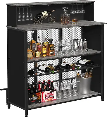 Home Bar Unit Mini Bar Liquor Bar Table With Storage & Footrest For Home Kitchen • $209.99