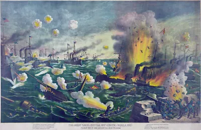 Kurz Allison Spanish American War Naval Battle Off Cavite Manila 13x19 Repro • $14.99