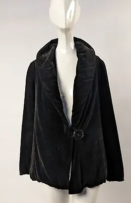Edwardian Late Teens Plush Velvet Walking Suit Jacket W Single Button Closure • $95