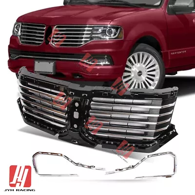 Fits 2015-2017 Lincoln Navigator Front Upper Grille Grill Black With Chrome Trim • $728.99