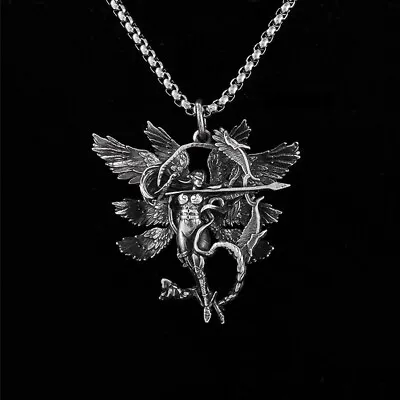 Archangel Archer Jewelry Vintage Silver Sexy Goddess Standing Pendant Necklace • $14.78