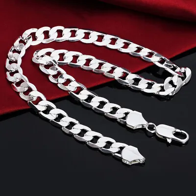 18-30inch 925 Silver Fashion Women Men 12MM Solid Chain Classic Necklace Jewelry • $9.60