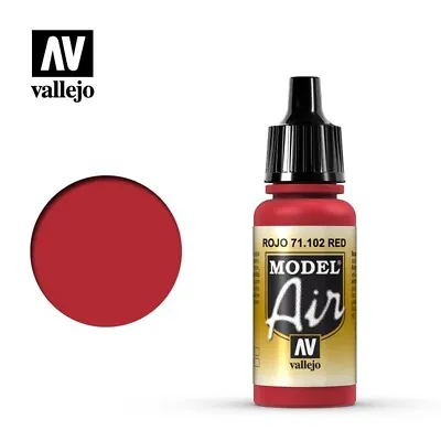 Vallejo Model Air: Red - Acrylic Paint Bottle 17ml VAL71.102 • £2.65