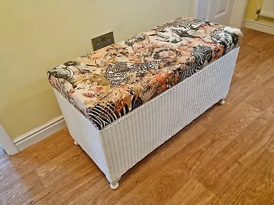 £175 • Buy Upcycled Genuine Lloyd Loom Ottoman / Blanket Box, Painted And Reupholstered 