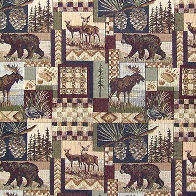 Peters Cabin Stone Moose Upholstery Fabric Mountain Lodge Rustic Tapestry • $28.95