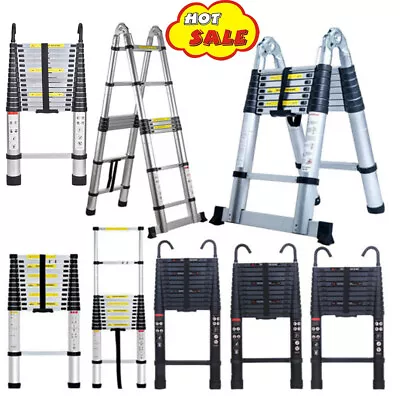 Aluminium Ladders Telescoping Multi-Purpose Extension Folding Step Ladder 8-20Ft • $68.31