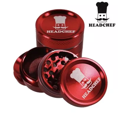 RED - Headchef Grinder 30mm Tobacco Herb 4 Piece Metal Premium Classic UK SELLER • £8.99