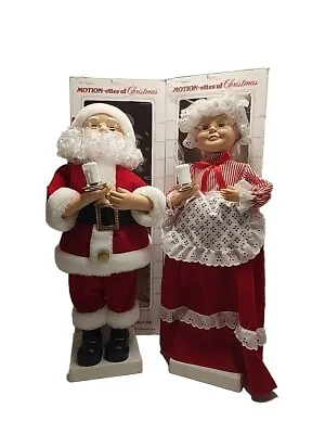 VTG Telco Motion-ettes Of Christmas 20  Mr. & Mrs Santa Claus In Boxes WORKING • $74.99