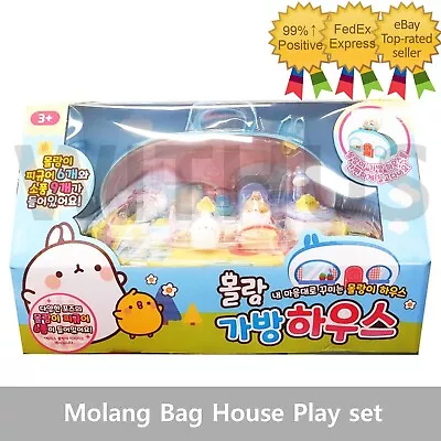 Molang Bag House + 6 Figure Role Play Set Korea Toy - Tracking 몰랑이 가방하우스 • $89.43