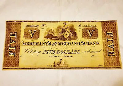 18__ Merchant's And Mechanic's Bank $5 Note Remainder Monroe Michigan • $45