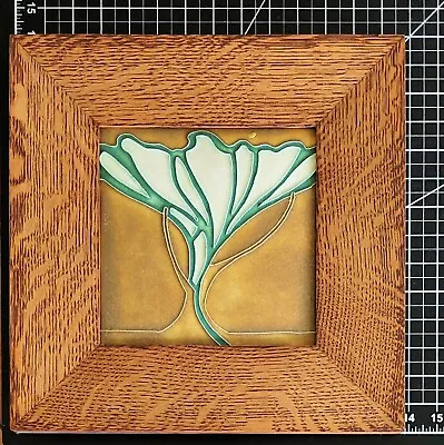 Motawi Art Tile (Lily Or Ginkgo) Oak Frame Pristine. Free Shippng. • $175