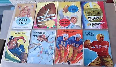 8 VINTAGE 1940s-60s FOOTBALL PROGRAMS DONS AAFC MONARCHS COLLEGE PIGSKIN 49ERS • $245