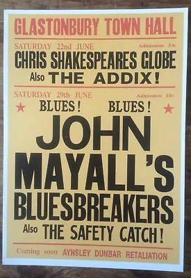 John Mayall's Bluesbreakers Glastonbury Concert Poster A3+ / Thick Card / Mint) • £7.50