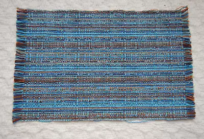 Vintage Doll House Miniature Blue And Brown Tone Rug • $7