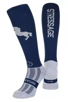 WackySox Stressage Navy Blue With Silver Equestrian Riding Socks • £9.95