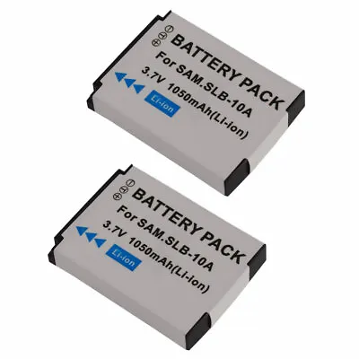 2 Replacement Battery SLB-10A Samsung Digimax ES50 ES55 ES60 ES63 EX2F HMX-U10 • £11.15