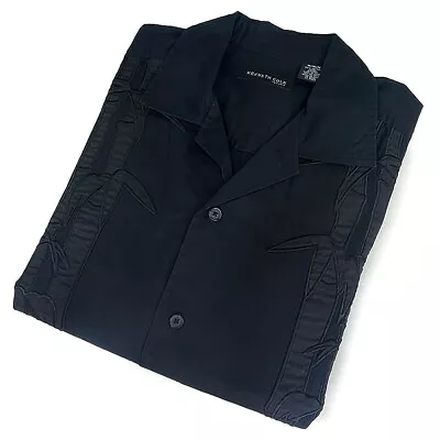 Kenneth Cole Black Bamboo Vintage Bowling Shirt • $26