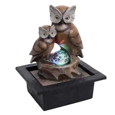 £19.95 • Buy Bubbles Ball Owls Indoor Water Fountain Garden Water Feature LED Lights Statue 