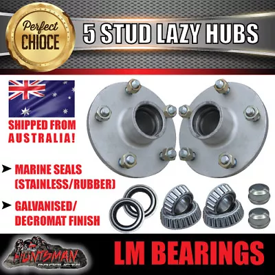 X2 Galvanised Marine Boat Trailer Hubs Suit HQ 5/120.65 PCD & LM Holden Bearings • $81