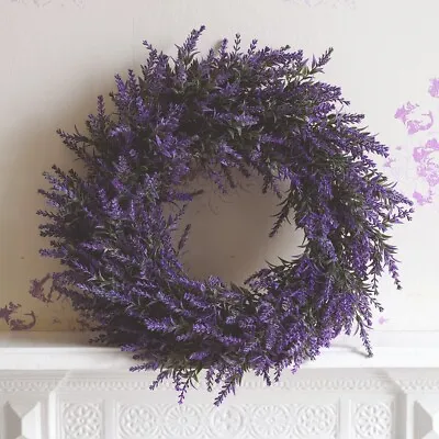 Bloom Artificial Lavender Wreath Purple Faux Fake Flower Home Wall Door Decor • £39.95