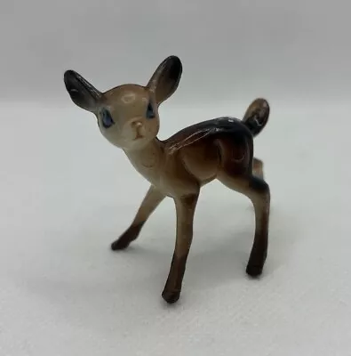 Vintage Celluloid Hard Plastic Deer Fawn Bambi Christmas Blue Eyes • $16.99