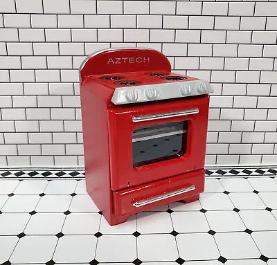 Dollhouse Kitchen Oven Stove 1950s Style Red AZTEC 1:12 Scale Miniature • $26