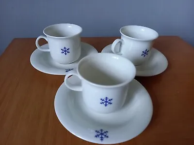 £17 • Buy 3 X Arabia Finland Arctica Espresso Cups & Saucers Snowflake Exc Con