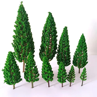 10pc Miniature Landscape Pine Trees Model Railroad Park Scenery Scale 1:50-1:400 • $6.83