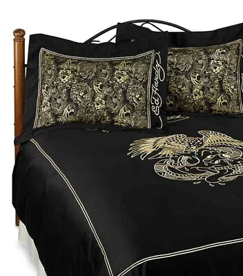 Ed Hardy King Duvet Set Eagle Gold Black Home Bedding Christian Audigier NEW • $149.95