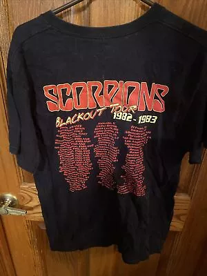 SCORPIONS Vintage T-shirt 1982-83 Blackout Tour L 🦂 Y2K Rare Mint • $100